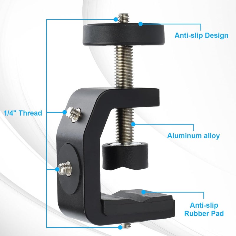 UTEBIT C Clamp Camera Mount Tripod with Mini Ball Head Desk Clamps（1/4 Thread Hole） C Clamp Mount with 1/4" Hot Shoe Compatible for Camera Woodworking Desktop - Image 2